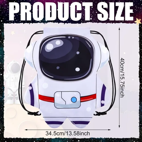 Miniatura 2 de Kingdder 36 bolsas de astronauta con cordón para recuerdos de fiesta del espacio exterior, bolsas de regalo de astronauta con temática espacial