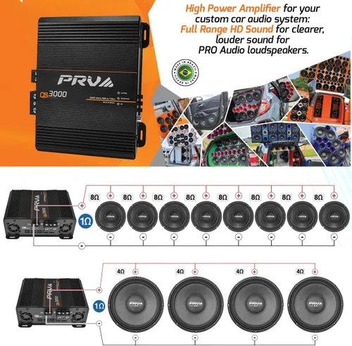 Miniatura 4 de PRV Audio QS3000 Amplificador de audio para automóvil de 1 ohmio y 3000 vatios Amplificador de audio para automóvil de rango completo HD Monoblock