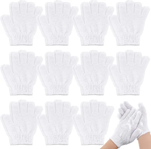 Miniatura 10 de Ramede Paquete de 30 pares de guantes exfoliantes de doble cara de nailon coloridos para ducha para hombres y mujeres, spa de belleza, masaje