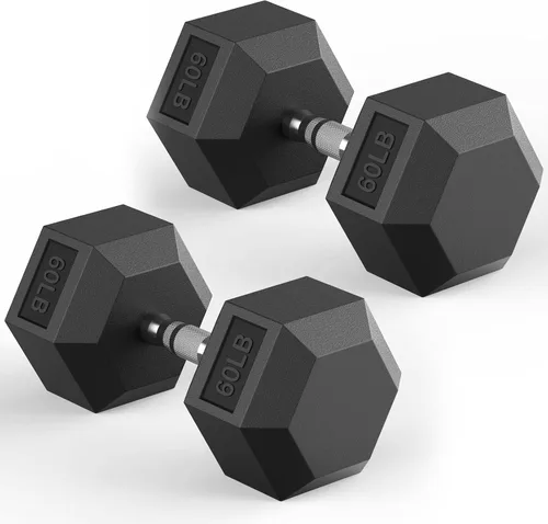 Miniatura 16 de HANDBODE Juego de mancuernas hexagonales de 40 a 570 libras, mancuernas de ejercicio y fitness con revestimiento de goma, peso de mano