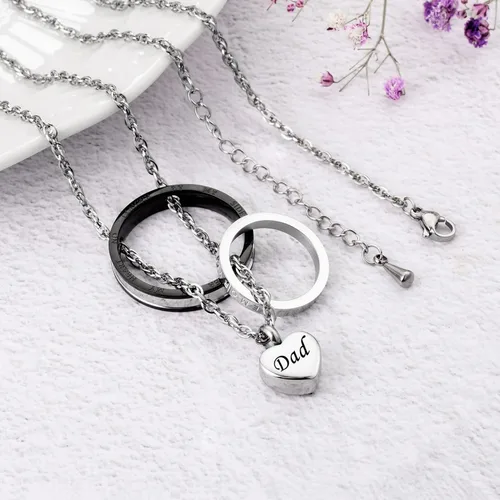Miniatura 5 de XIUDA Collar de urna de cremación para cenizas, recuerdo tallado con recuerdo eterno de acero inoxidable, joyería conmemorativa para cenizas