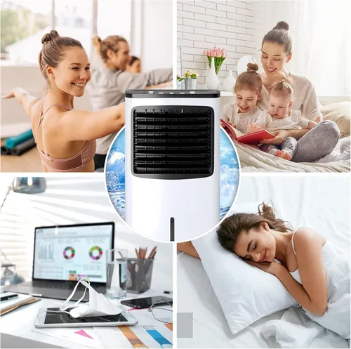 Miniatura 9 de Enfriador de aire evaporativo 3 en 1, enfriador de aire oscilante ancho con humidificador, control remoto, 2 paquetes de hielo y tanque de agua