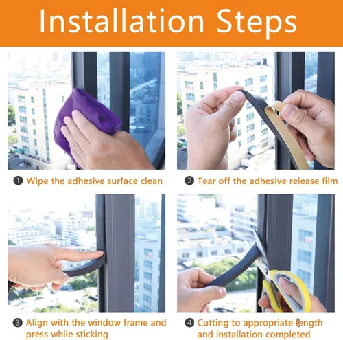 Miniatura 2 de Sello de ventana de aire acondicionado de 1 x 1 pulgada, burlete para puerta, burlete grueso de CA, cinta adhesiva de espuma de alta resistencia