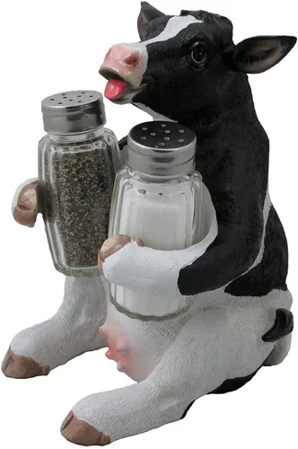 Miniatura 2 de Holstein - Juego de salero y pimentero de cristal de vaca con figura de soporte, decoración de cocina de campo o esculturas decorativas de animales