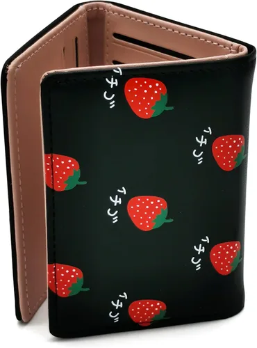 Miniatura 3 de VEELAM Billetera pequeña triple, fresa negra, Casual