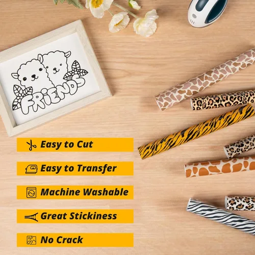 Miniatura 3 de HTVRONT Leopard HTV - Vinilo de transferencia de calor de 8 piezas, vinilo para planchar con estampado de leopardo para camisetas, fácil de cortar