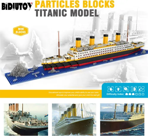 Miniatura 3 de Titanic Ship - Juego de bloques de construcción modelo de barco, juegos de rompecabezas 3D, juguetes educativos de bricolaje, juguete de ladrillos