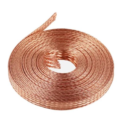 Cable trenzado de cobre plano de 10 pies, correa de tierra de cobre trenzada de 1/2 pulgada, malla de alambre de blindaje espiral flexible desnudo