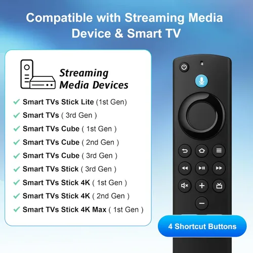 Miniatura 2 de Control remoto Firestick de repuesto para Fire Smart TV Stick Lite/4K/4K MAX/4K Plus/HD, Smart TV 3ª generación/cubo de TV (1ª/2ª/3ª generación)/TV