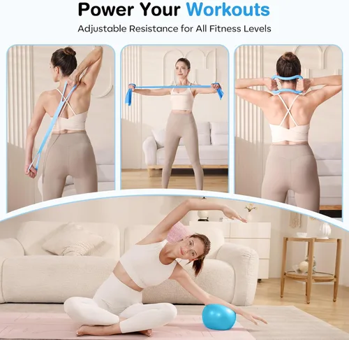 Miniatura 5 de Pilates Kit 13Pcs Home Pilates Essentials Workout Kit with 13" Ring, 10" Ball and Resistance Bands for Women at Home Pilates Equipment Set for