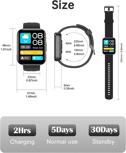 Miniatura 6 de Relojes inteligentes para mujeres y hombres (responder/hacer llamadas) compatibles con teléfonos iPhone/Android, monitor de ritmo cardíaco de 1.85