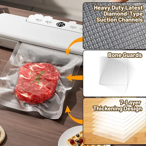 Miniatura 2 de Bolsas de sellado al vacío de 200 pintas, sin BPA, bolsas de sellado al vacío de 6 x 10 pulgadas para protector de alimentos, sellado de comida
