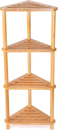 Miniatura 8 de Taburete de ducha de bambú de esquina, taburete de ducha impermeable de 2 niveles para dentro de la ducha, para afeitar las piernas, espacios