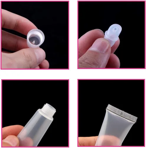 Miniatura 2 de BlingKingdom 6 piezas de tubos de brillo labial de 0.27 fl oz transparentes y suaves, contenedores vacíos rellenables para bálsamo labial, tubos