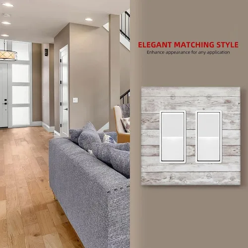 Miniatura 772 de Placa Decorativa de Pared de Granja Rústica con Cuerno de Madera para Puerta de Granero 1 Banda Duplex Cubiertas de Toma Eléctrica Soltera