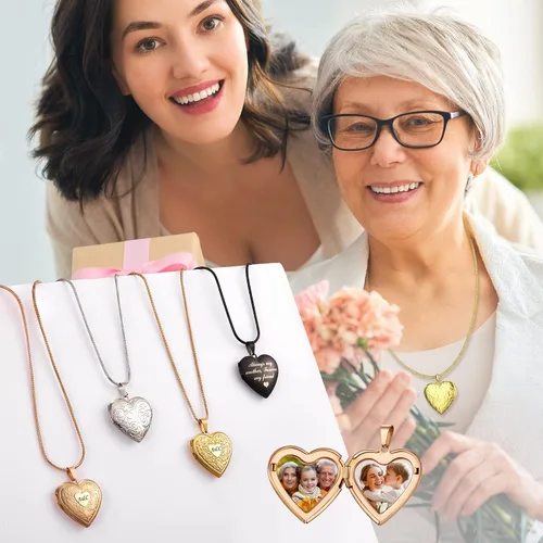 Miniatura 2 de Fanery sue Collar con medallón de corazón que sostiene imágenes, collares personalizados con fotos personalizadas, con imagen