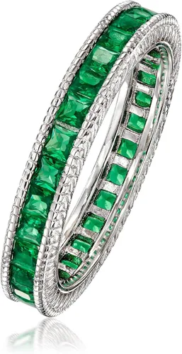 Miniatura 3 de Ross-Simons Anillo de eternidad de esmeralda simulada de 1,40 qt t en plata de ley, Circonia cúbica, Esmeralda