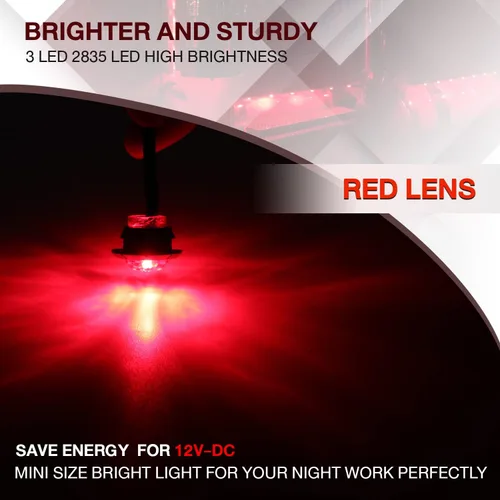 Miniatura 5 de TMH Paquete de 100 luces LED rojas de 3/4 pulgadas, luces marcadoras LED laterales para remolque, camión, caravana, coche, autobús, furgoneta Rojo