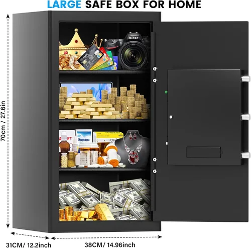 Miniatura 3 de Caja de seguridad grande de 7.0 pies cúbicos a prueba de incendios para el hogar, caja de seguridad digital antirrobo con cerradura de combinación