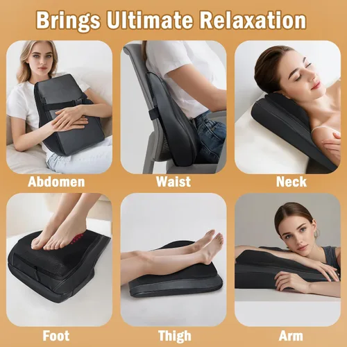 Miniatura 8 de Joyset - Masajeador de espalda con calor, cojín para silla Shiatsu para espalda baja Upper & Lower Back 2-Level Heat, 16 Nodes Bidirectional Deep