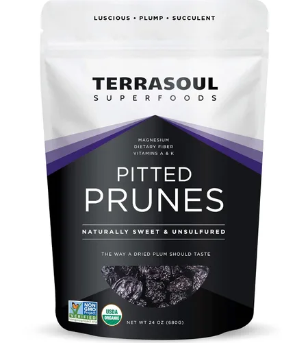 Terrasoul Superfoods Ciruelas pasas secas orgánicas sin hueso, 1.5 libras - Fibra | Vitamina K | Sin conservantes