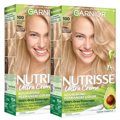 Miniatura 35 de Garnier Nutrisse - Tinte permanente en crema nutritiva para el cabello, 73 rubio dorado oscuro (Honey Dip), 2 unidades (el empaque puede variar)