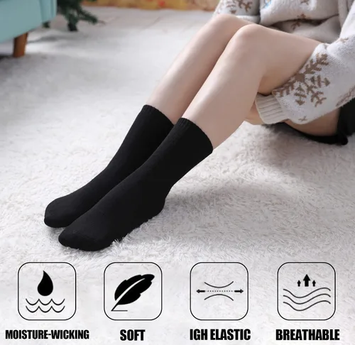 Miniatura 4 de SDBING Women's Thick Cotton Socks Soft Cotton Winter Warm Crew Socks for Women