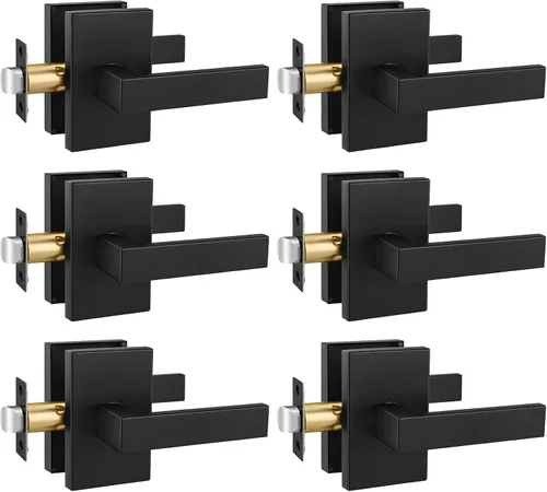 Miniatura 23 de Juego de cerraduras negras para puerta exterior, juego de cerraduras de puerta delantera con cerrojo de seguridad, juego de cerraduras cuadradas