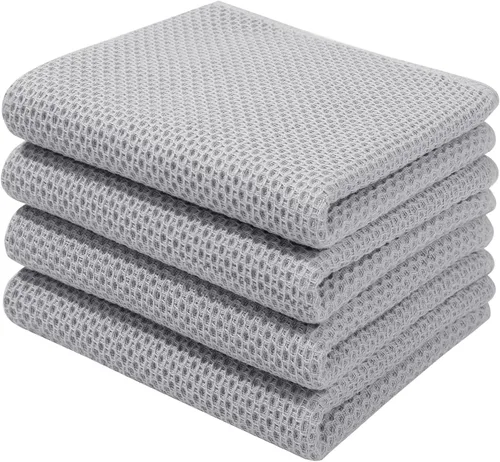 Miniatura 125 de Homaxy Paños de cocina de 100% algodón con tejido de gofre, ultra suaves, absorbentes, de secado rápido, 12 x 12 pulgadas, paquete de 6, amarillo