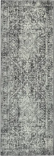 Miniatura 8 de Morebes Alfombra de pasillo bohemia negra de 2 x 6 pies para pasillo, alfombra de pasillo de cocina lavable, antideslizante, diseño de medallón