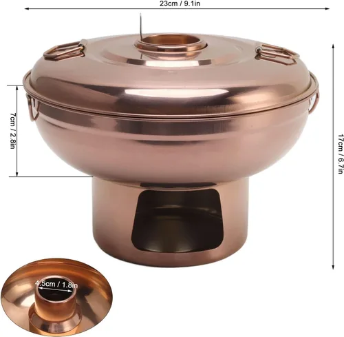 Miniatura 3 de Olla caliente de carbón pequeña, acero inoxidable pulido con diseño de chimenea para comedor buffet 410 acero inoxidable oro rosa 9.1 in 1 unidad