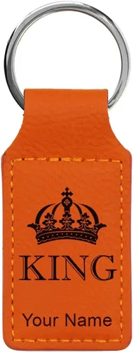 Miniatura 12 de Llavero rectangular, corona de rey, grabado personalizado incluido, Bambú
