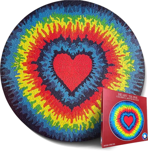 Miniatura 10 de Rompecabezas para adultos de 1000 piezas, rompecabezas duros para adultos y niños, rompecabezas redondos coloridos de arco iris únicos para adultos