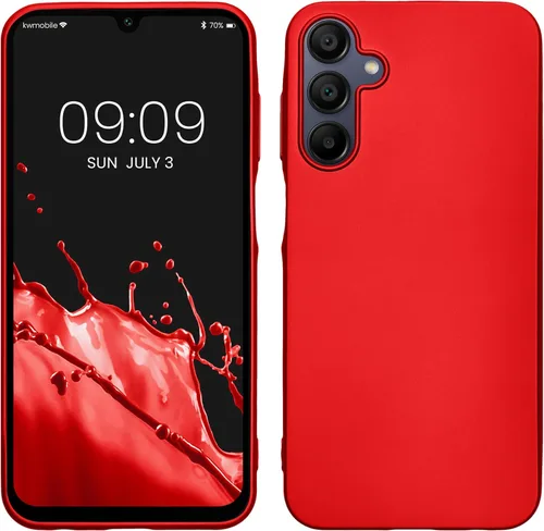 Miniatura 24 de kwmobile Funda compatible con Samsung Galaxy A23 4G / 5G - Funda de silicona TPU metálica suave y delgada - Rojo oscuro metálico