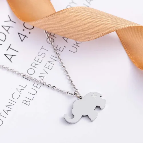 Miniatura 3 de Meibai Collares de elefante de la suerte con inicial delicado collar de elefante de acero inoxidable regalo para mujeres y niñas amantes