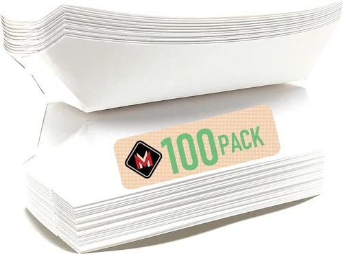 Miniatura 10 de Mr Miracle Bandeja de papel para perros calientes de 7 pulgadas en patrón rojo y blanco. Paquete de 100. Desechable, reciclable y totalmente Rojo