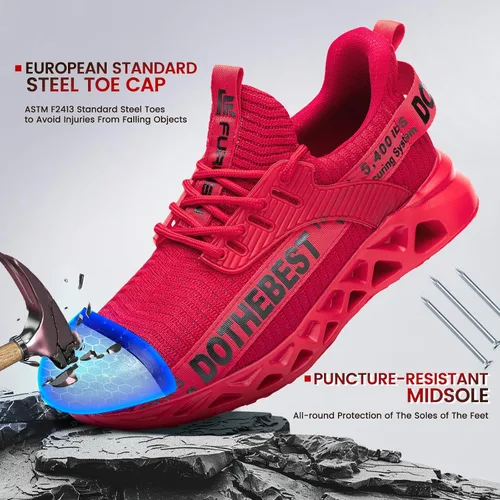 Miniatura 46 de Furuian - Tenis con punta de acero para hombres y mujeres, zapatos de seguridad ligeros, cómodos, a prueba de pinchazos, zapatos de trabajo