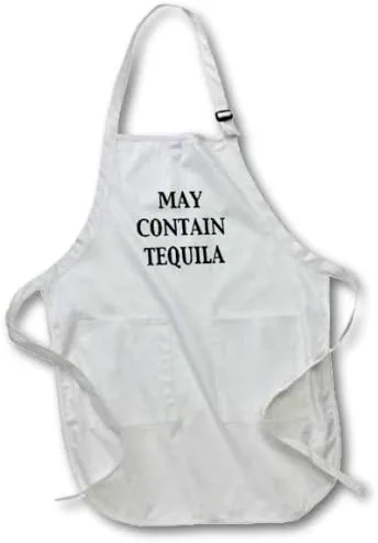 Miniatura 2 de 3dRose apr_149796_1 May Contain Tequila Delantal de longitud completa con bolsillos, 22 x 30 pulgadas, blanco