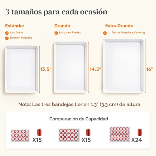 Miniatura 4 de Lifewit - 4 bandejas de servir para suministros de fiesta, plato de plástico reutilizable para servir alimentos para postres, aperitivos, frutas