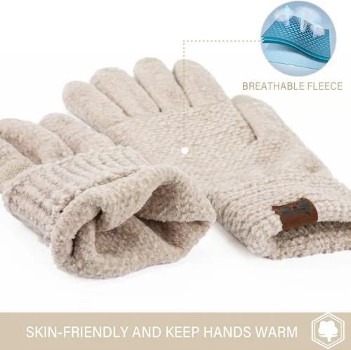 Miniatura 4 de FZ FANTASTIC ZONE Womens Winter Touchscreen Gloves for Cold Weather, Chenille Warm Knit Gloves
