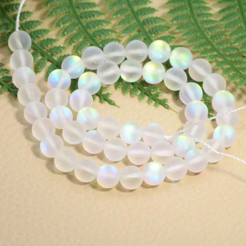 Miniatura 5 de Cuentas de cristal mate de sirena Aurora Moonstone para hacer joyas, 0.157 in, 200