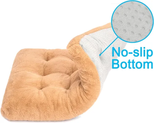 Miniatura 4 de Paquete de 2 camas lavables para perros, camas de lujo de felpa para perros con antideslizante, cómoda colchoneta para dormir para perros grandes