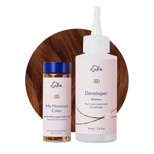 eSalon - Kit de color de cabello permanente y tinte para el cabello - Marrón cobre dorado medio - Colorista personal de grado profesional para todos