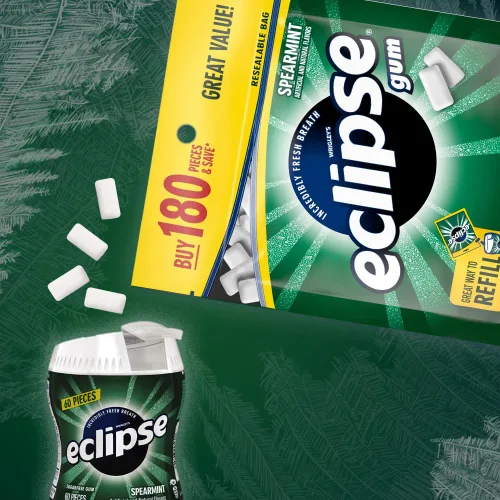 Miniatura 6 de ECLIPSE Chicle de menta verde sin azúcar, paquete a granel de chicle de menta, 8.8 onzas (bolsa de 180 piezas)
