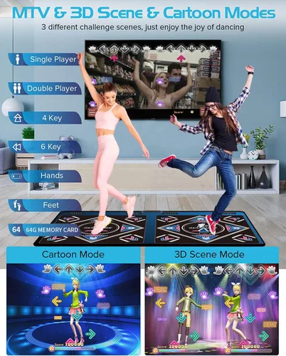 Miniatura 5 de Alfombrilla de baile electrónica musical HDMI con cámara, una tarjeta de memoria grande de 64G, incluye 1000 juegos, 650 canciones, 81 videos