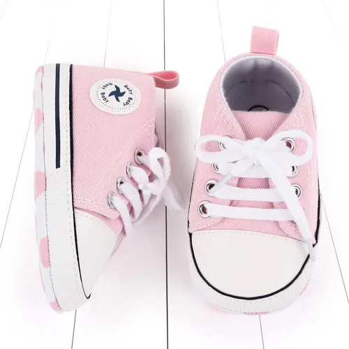 Miniatura 5 de Sekantrol Zapatos unisex para bebés, niñas y niños, suela suave, lona para recién nacidos, primeros pasos, zapatillas altas antideslizantes