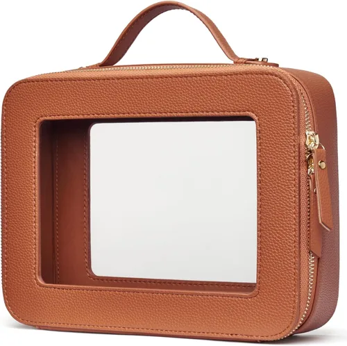 Miniatura 32 de Bolsa de maquillaje transparente Popvibe, estuche de cosméticos de viaje con cremallera, bolsa de aseo transparente con cremallera, organizador Malva