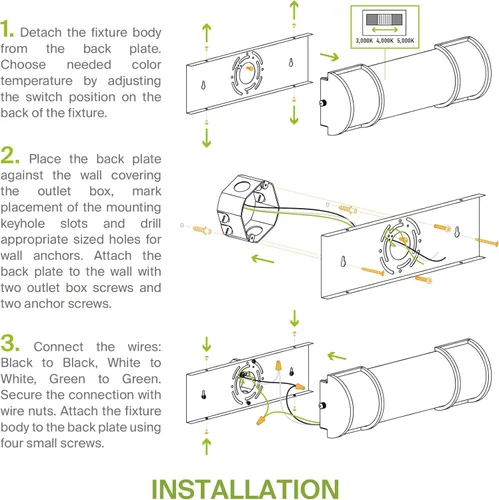 Miniatura 10 de ASD Lámpara LED de montaje empotrado de 18 pulgadas, interruptor de 20 W, 120 V, 1650 lúmenes, 3000 K/4000 K/5000 K, regulable, no parpadea, Energy