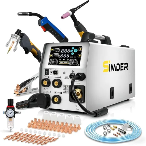 Miniatura 13 de SSimder - Soldador MIG de 140 A con pulso de 110 V, 220 V, núcleo de flujo/elevación TIG/Stick 3 en 1, temporizador SPOT, inversor IGBT