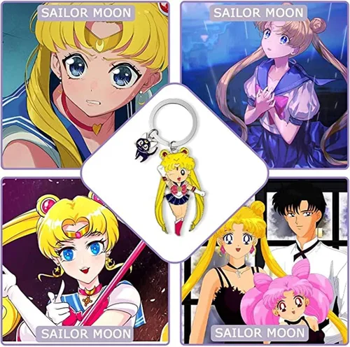 Miniatura 4 de Sailor Moon Tsukino Usagi con gato clave cadena llavero llavero